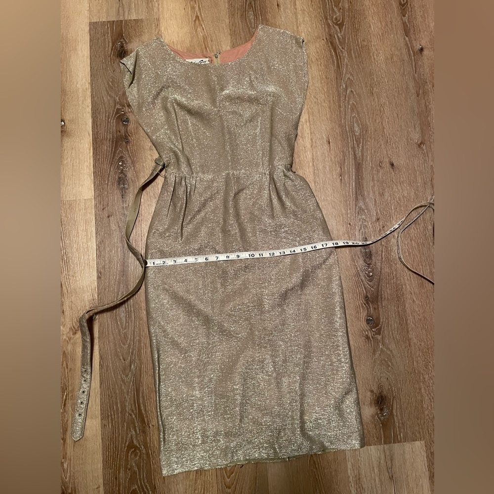 1950’s VTG bombshell Cathy Gray Gold Lurex cocktail Wiggle dress & bolero Set S - Picture 11 of 17